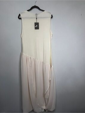 Summer, Light, Chic Sleeveless Cream Maxi Dress